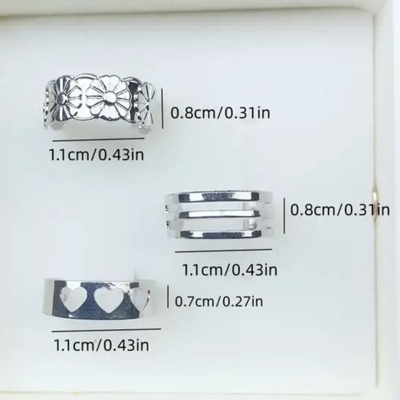 Toe Rings Foot Jewelry 3pc Silver Adjustable Beach Boho Vacation Trendy Goddess - Picture 4 of 4